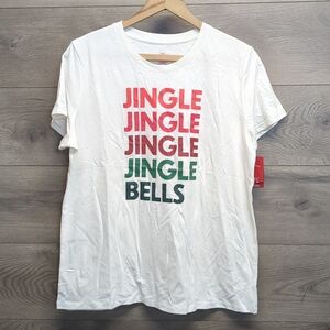 Wondershop White Jingle Bells Graphic T-Shirt Womens Size Large